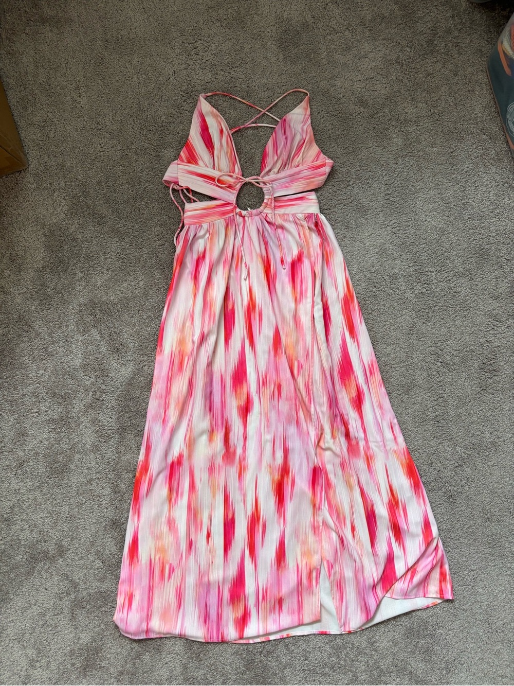 Hello Molly Pink & Coral Cutout Maxi Dress